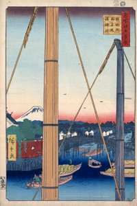 The Harbor Shrine and Inari Bridge at Teppozu, One Hundred Famous Views of Edo, 1856-1858