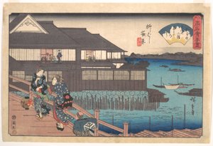 The Manpachi at Evening in Yanagibashi by Utagawa Hiroshige