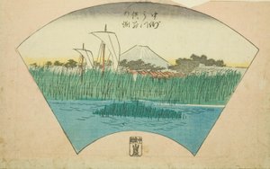 The Parting Depth of the Three-pronged River at Nakasu, Section of a Sheet from the Series 