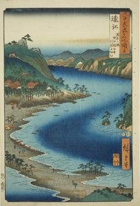 Totomi Province: The Narrow Inlet of Inasa near Kanzan Temple on Hamana Lake at Horie, from the series "Famous Places in the Sixty-odd Provinces"