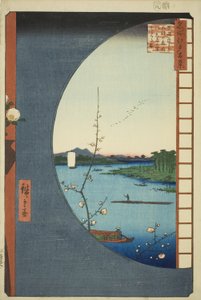 View from Massaki of Suijin Shrine, Uchigawa Inlet, and Sekiya from the series 