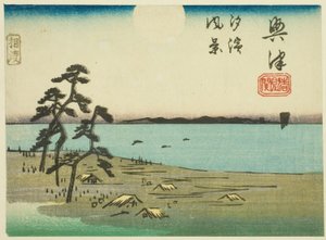 View of Shiohama and Kiyomigaseki in Okitsu, section of sheet no. 4 from the series 