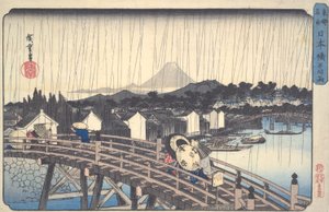 White Rain on the Nihon Bridge, from the Series Famous Places of the Eastern Capital by Utagawa Hiroshige