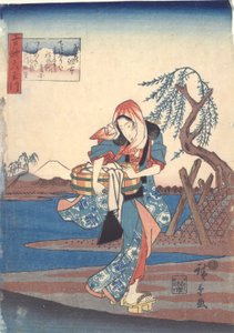 Woman Washing Clothes by the Chofu River: Six Tama Rivers