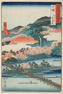 Yamashiro Province: The Togetsu Bridge in Mount Arashi, from the series 