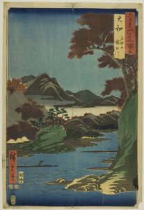 Yamato Province: Tatsuta Mountain and Tatsuta River, from the series "Famous Places in the Sixty-odd Provinces" by Utagawa Hiroshige