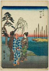 Yokkaichi, from the series "Fifty-three Stations [of the Tokaido]," also known as the Figure Tokaido by Utagawa Hiroshige