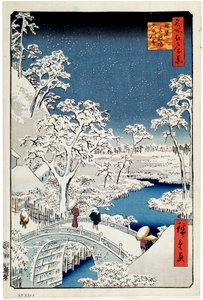 Yuhi Hill and the Drum Bridge at Meguro by Utagawa Hiroshige
