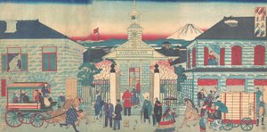 Illustration of Foreign Residences and the Catholic Church in Yokohama, 10th month, 1870