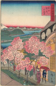 Entrance to the Gankiro Tea House in the Miyozaki District, Yokohama, Bushu by Utagawa Hiroshige II