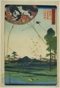 Kites of Fukuroi and Distant View of Akiba in Totomi Province, from the series 