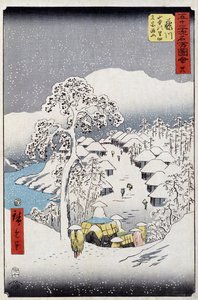 Characters under the snow, Japan - Japanese print by Hiroshige Utagawa - 19th century by Utagawa II Hiroshige