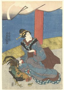 Beauties at a Cockfight by Utagawa Kunisada (I)
