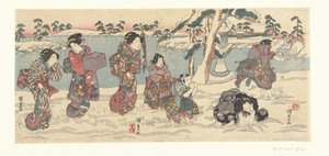 Throwing Snowballs by Utagawa Kunisada (I)