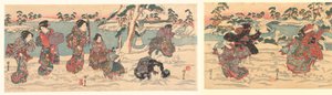 Throwing Snowballs by Utagawa Kunisada (I)