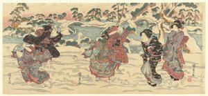 Throwing Snowballs by Utagawa Kunisada (I)