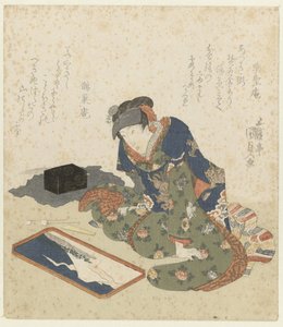 Woman Making a Sand Painting by Utagawa Kunisada (I)