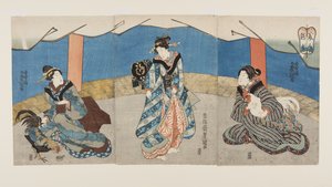 Beauties during a Cockfight by Utagawa Kunisada