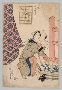 Seated Woman Washing Clothes in a Wooden Tub by Utagawa Kunisada