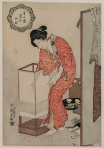Woman Putting Out a Light (from the series Modern Customs: Frost Beneath the Stars) by Utagawa Kunisada