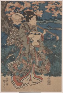 Going to a Cherry Blossom Viewing Party by Utagawa Kunisada III