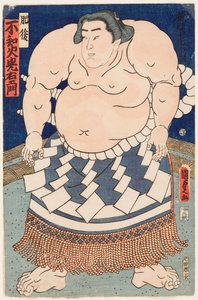 Portrait of Sumo Wrestler Shiranui Mitsuemon with a Ritual Apron by Utagawa Kunisada II