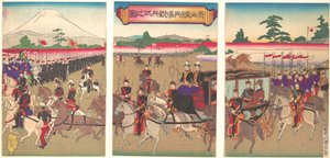 View of a Military Review Parade at Aoyama, Feb. 1889 Meiji 22 by Utagawa Kunisada II