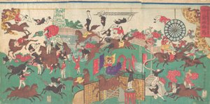 French Equestrian Circus on the grounds of Asakusa Kannon temple, 1871 by Utagawa Kuniteru
