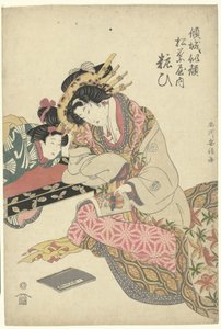 Geisha and Kamuro by Utagawa Kuniyasu