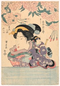 Pentaptych: Five Girls with Theater Puppets by Utagawa Kuniyasu