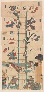 Series of Twelve Koban Shunga with Prostitutes in the Role of Acrobatic Firefighters by Utagawa Kuniyoshi (school of)