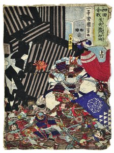 Asahina Saburo Yoshihide Breaking Down the Great Gate by Utagawa Kuniyoshi