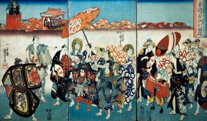 Brave Kuniyoshi with his Paulownia Design, 1848