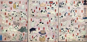 Fifty-three Cats as Puns for the Names of the Station on the Tokaido Road, c.1848