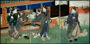 In Front of Funabashiya Sweets Shop by Utagawa Kuniyoshi