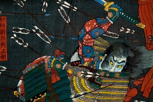 The battle at Shijō Nawate, c.1857 by Utagawa Kuniyoshi