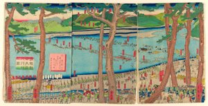 Procession of Minamoto no Yoritomo across the Oi River by Utagawa Sadahide