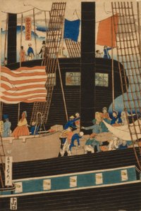 Western Traders Loading Cargo in Yokohama, 1861 by Utagawa Sadahide