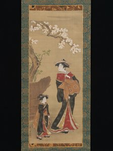 Courtesan and her Attendant under a Cherry Tree by Utagawa Toyoharu