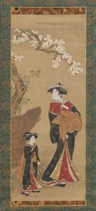 Courtesan and her Attendant under a Cherry Tree