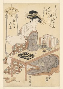 Courtesan Ogiya from the Hanaogi house (Beauties as the Seven Komachi series) by Utagawa Toyokuni (I)