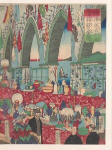 A Flourishing English Trading House in Yokohama by Utagawa Yoshiiku