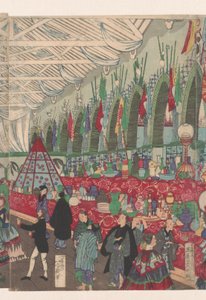 A Flourishing English Trading House in Yokohama by Utagawa Yoshiiku