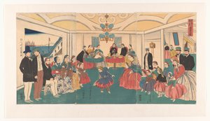 Foreigners Entertaining Themselves at a Banquet by Utagawa Yoshikazu