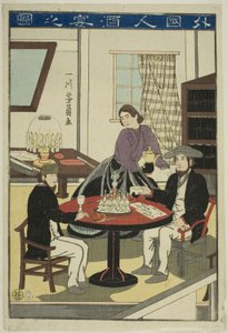 Foreigners Drinking Wine by Utagawa Yoshikazu