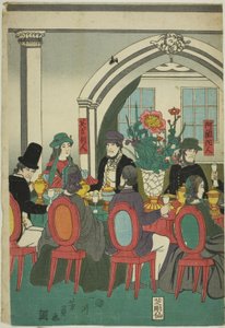 Foreigners from Five Nations at a Banquet by Utagawa Yoshikazu