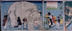 Foreigners with an Elephant by Utagawa Yoshitora