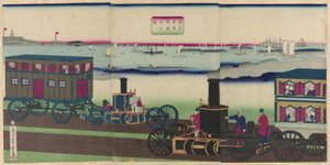 Picture of Steam Locomotives Traveling by Utagawa Yoshitora
