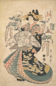 A Courtesan with Wisteria on the Background