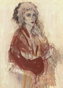 Pensive Woman In Red